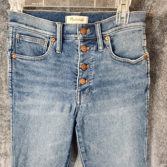Madewell Medium Wash 10" High-Rise Skinny Blue Jeans Button Fly Size 27 x 26 EUC - Picture 9 of 11